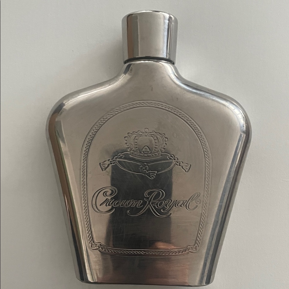 Vintage Crown Royal Hip Flask 175ml stainless steel. Rare